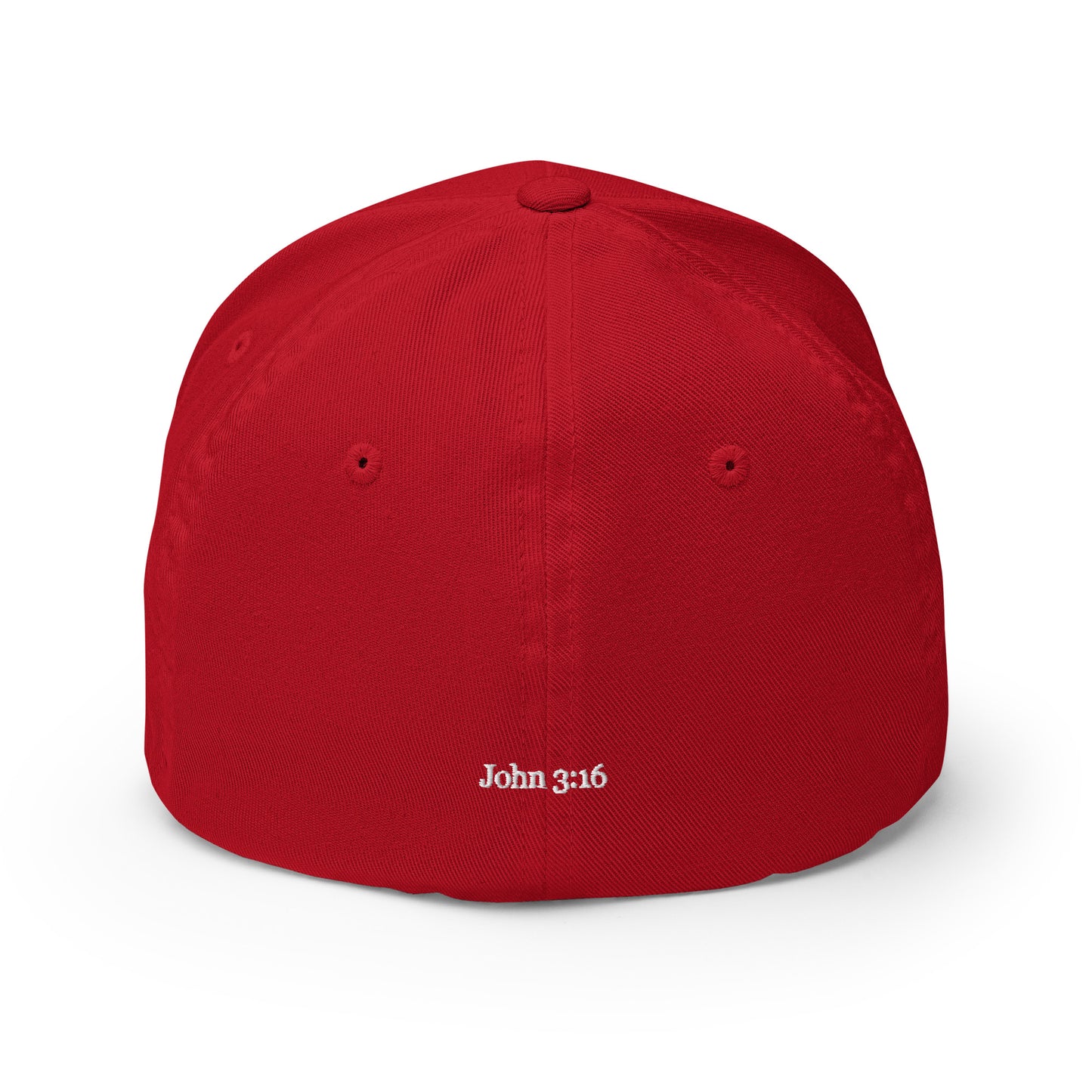 LOVE | Script & Scripture Embroidered Structured Twill Cap - John 3 16 (RED/WHITE)
