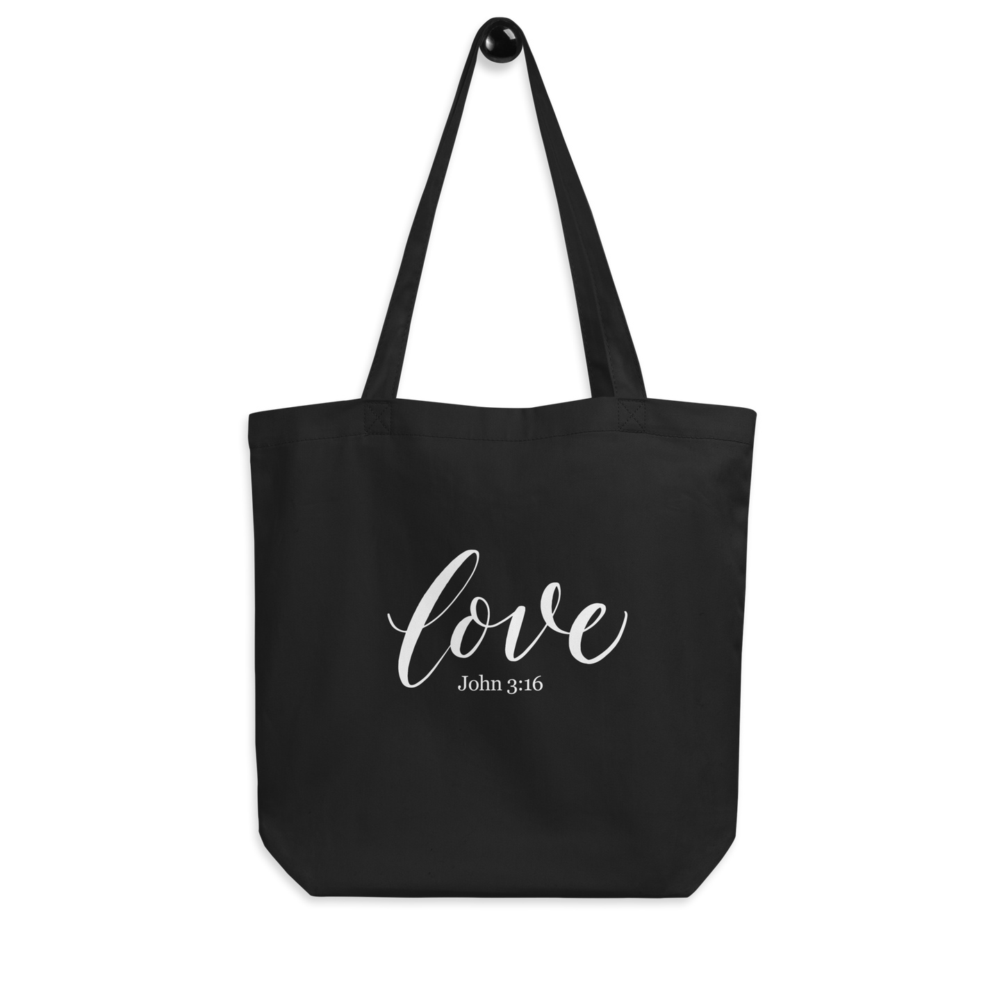 LOVE | Script & Scripture Eco Tote Bag - John 3:16 (BLACK/WHITE)