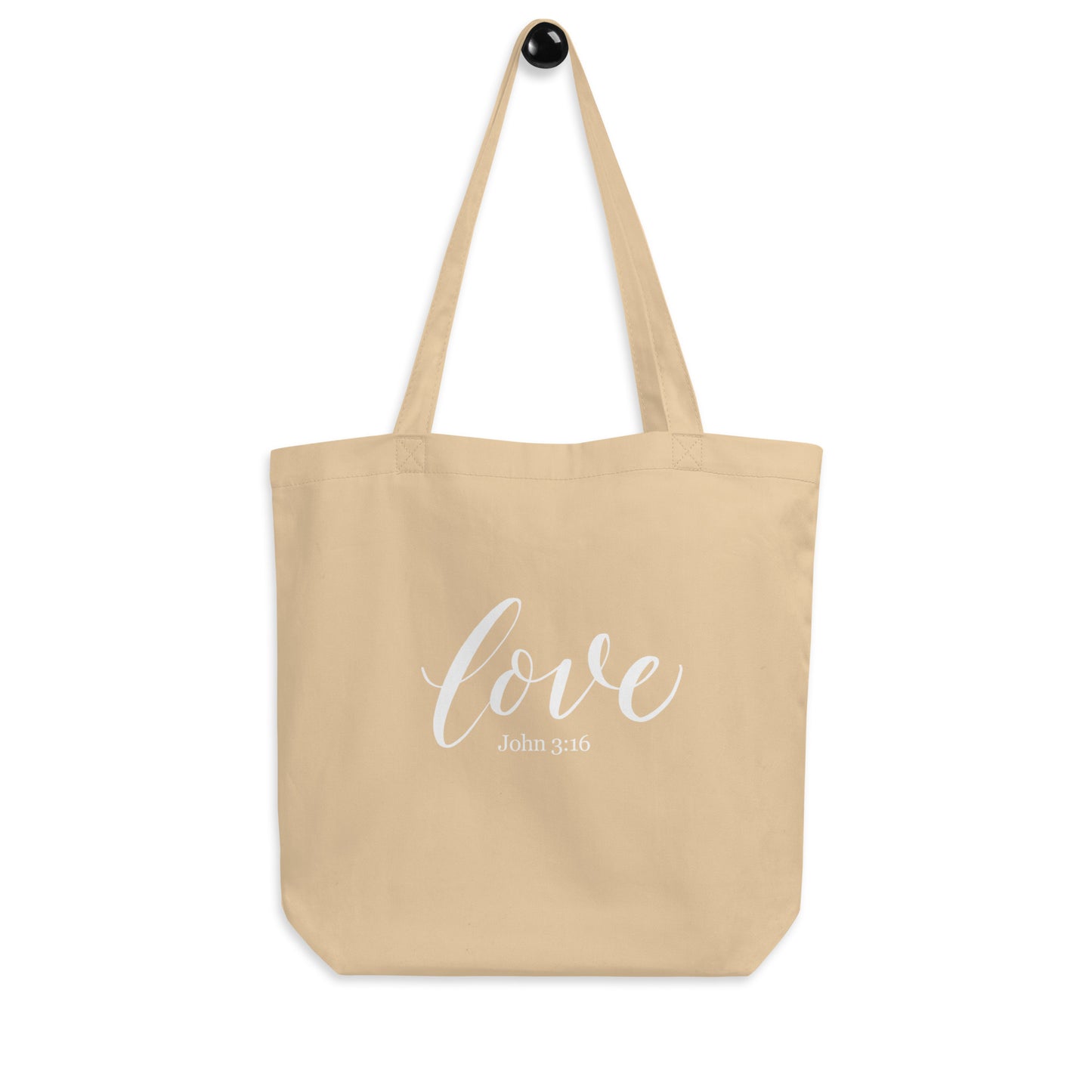 LOVE | Script & Scripture Eco Tote Bag - John 3:16 (BLACK/WHITE)
