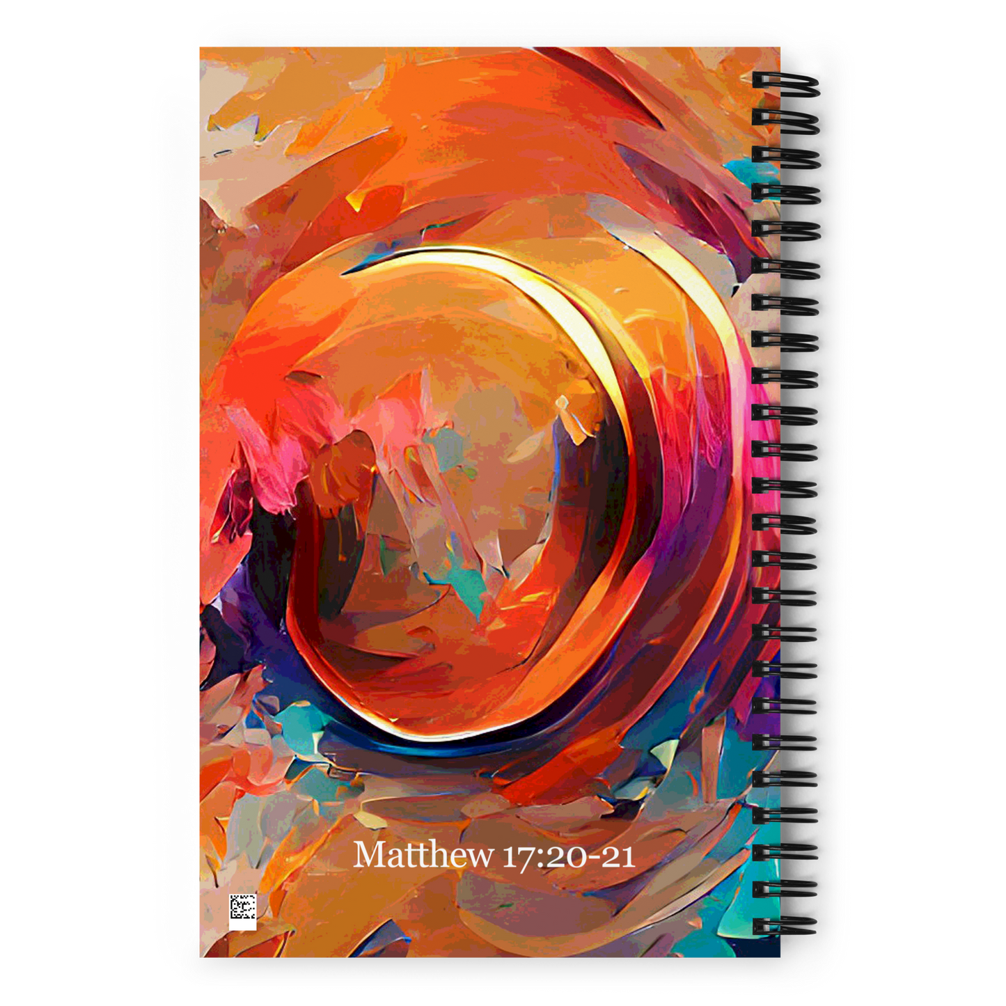 Back of colorful notebook with scripture