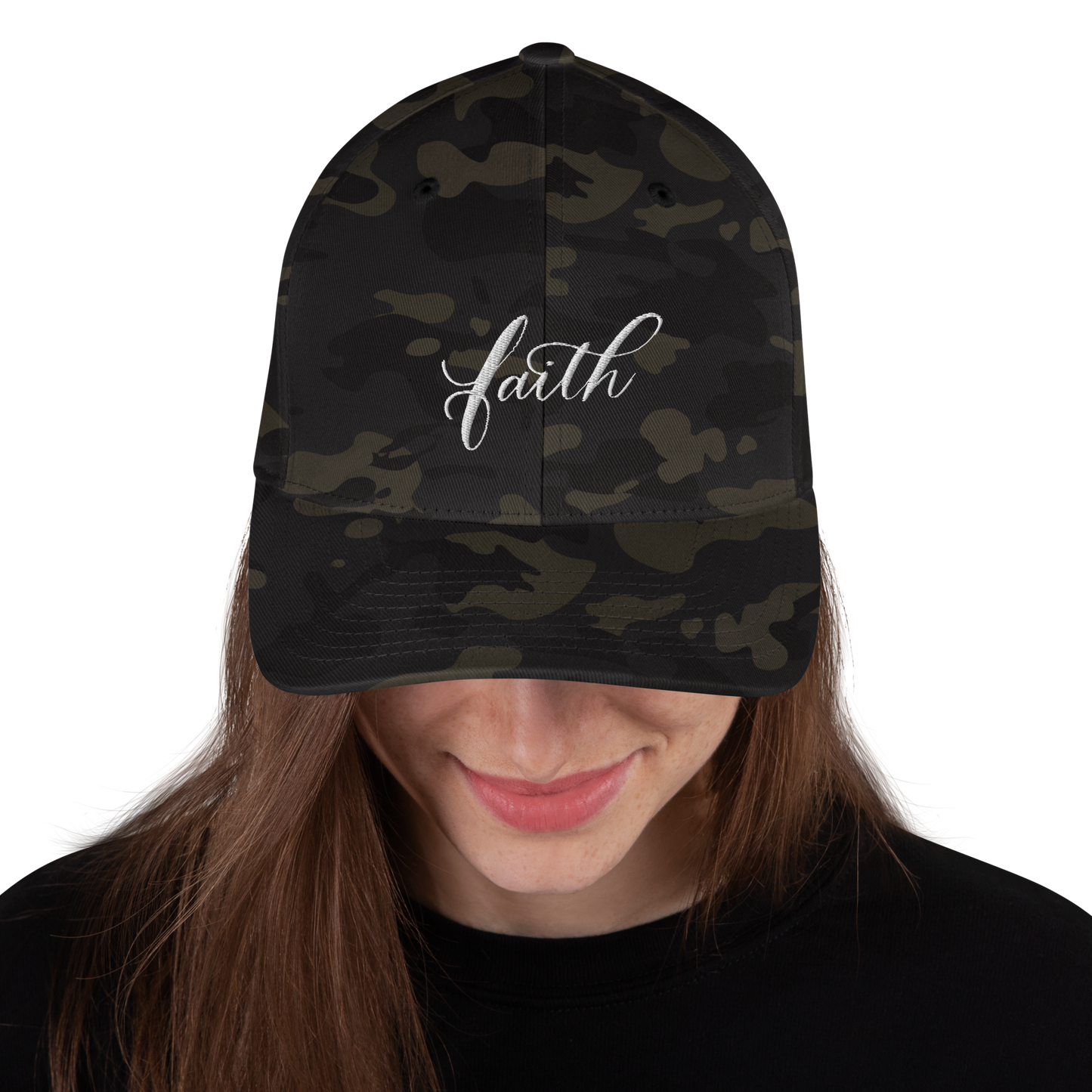 FAITH | Script & Scripture Structured Embroidered Twill Cap - Matthew 17 (CAMO/WHITE)