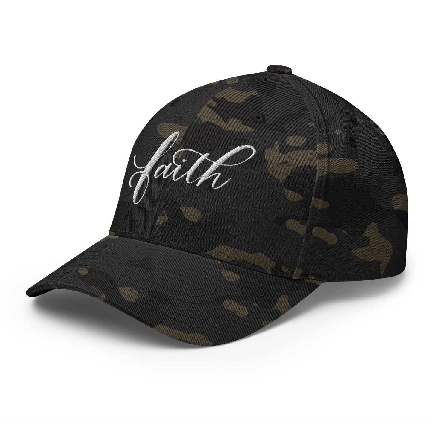 FAITH | Script & Scripture Structured Embroidered Twill Cap - Matthew 17 (CAMO/WHITE)