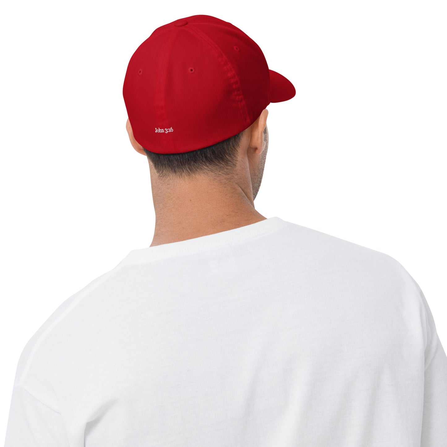 LOVE | Script & Scripture Embroidered Structured Twill Cap - John 3 16 (RED/WHITE)