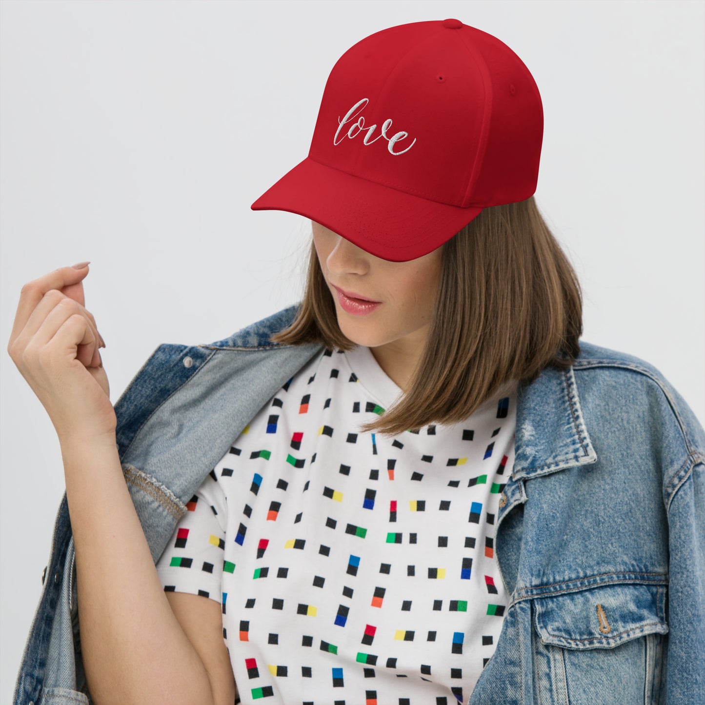 LOVE | Script & Scripture Embroidered Structured Twill Cap - John 3 16 (RED/WHITE)