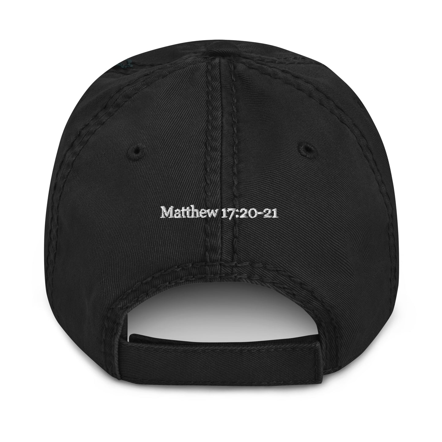 FAITH | Script & Scripture Distressed Hat - Matthew 17 (BLACK/WHITE)