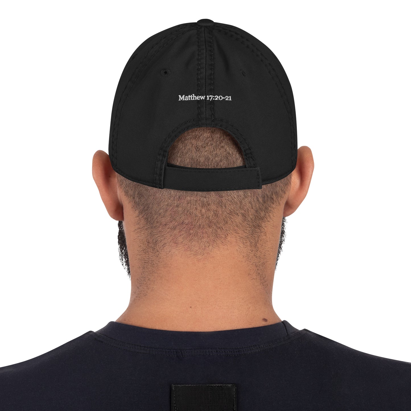 FAITH | Script & Scripture Distressed Hat - Matthew 17 (BLACK/WHITE)