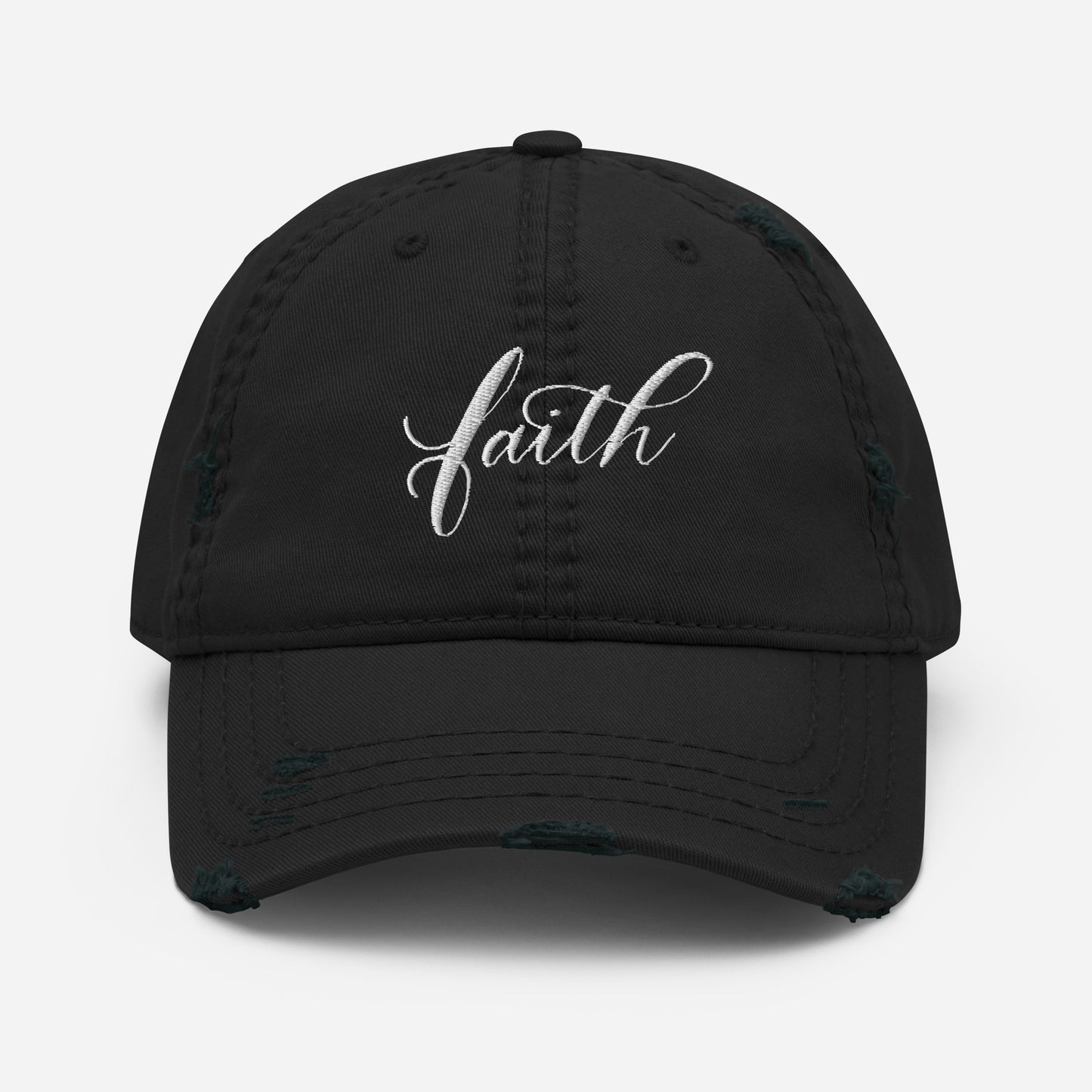 FAITH | Script & Scripture Distressed Hat - Matthew 17 (BLACK/WHITE)