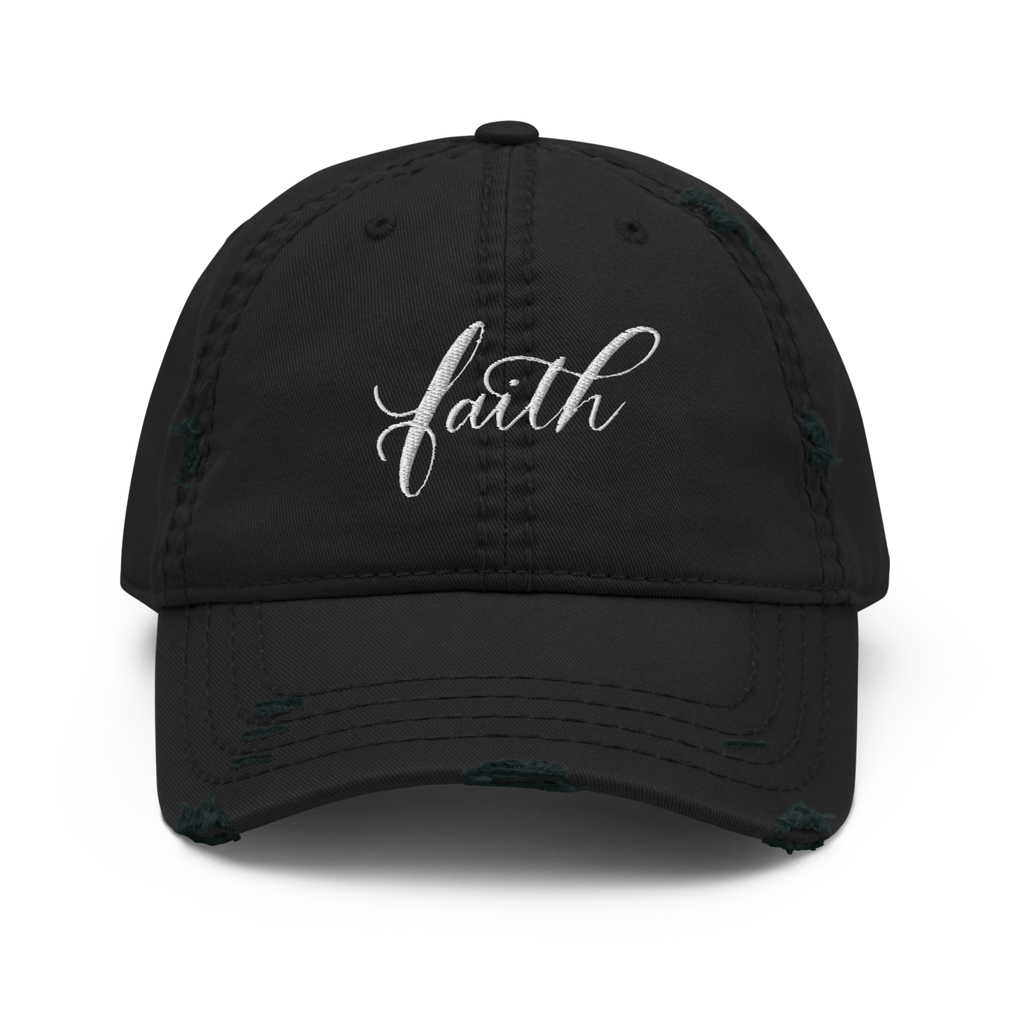 FAITH | Script & Scripture Distressed Hat - Matthew 17 (BLACK/WHITE)