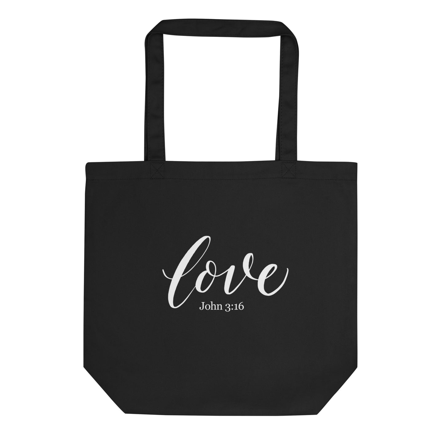 LOVE | Script & Scripture Eco Tote Bag - John 3:16 (BLACK/WHITE)