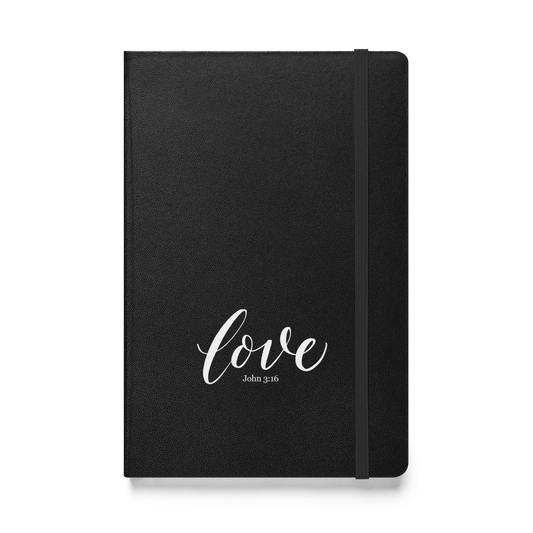 LOVE | Script & Scripture Hardcover Bound Notebook - John 3:16 (BLACK/WHITE, RED/WHITE)