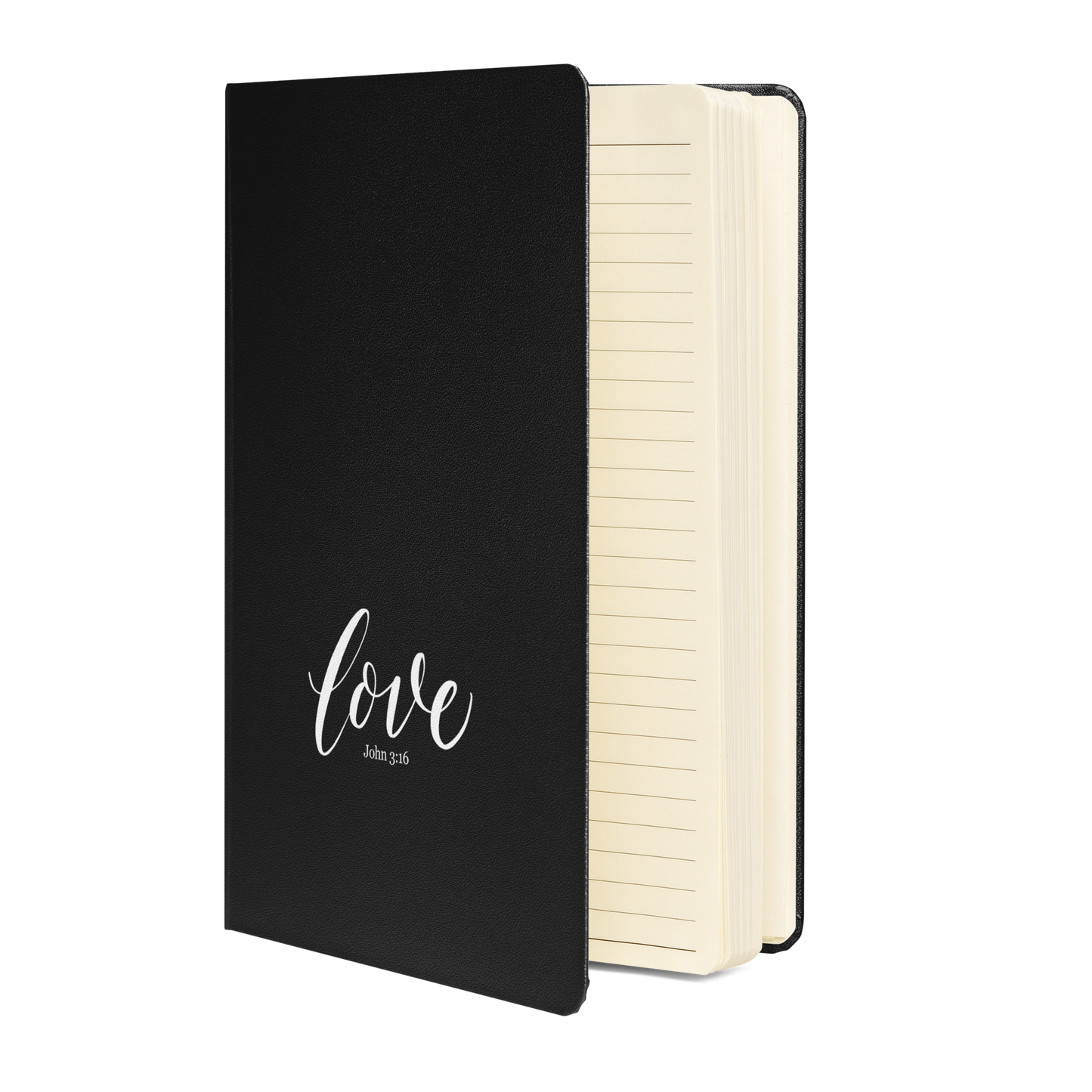 LOVE | Script & Scripture Hardcover Bound Notebook - John 3:16 (BLACK/WHITE, RED/WHITE)