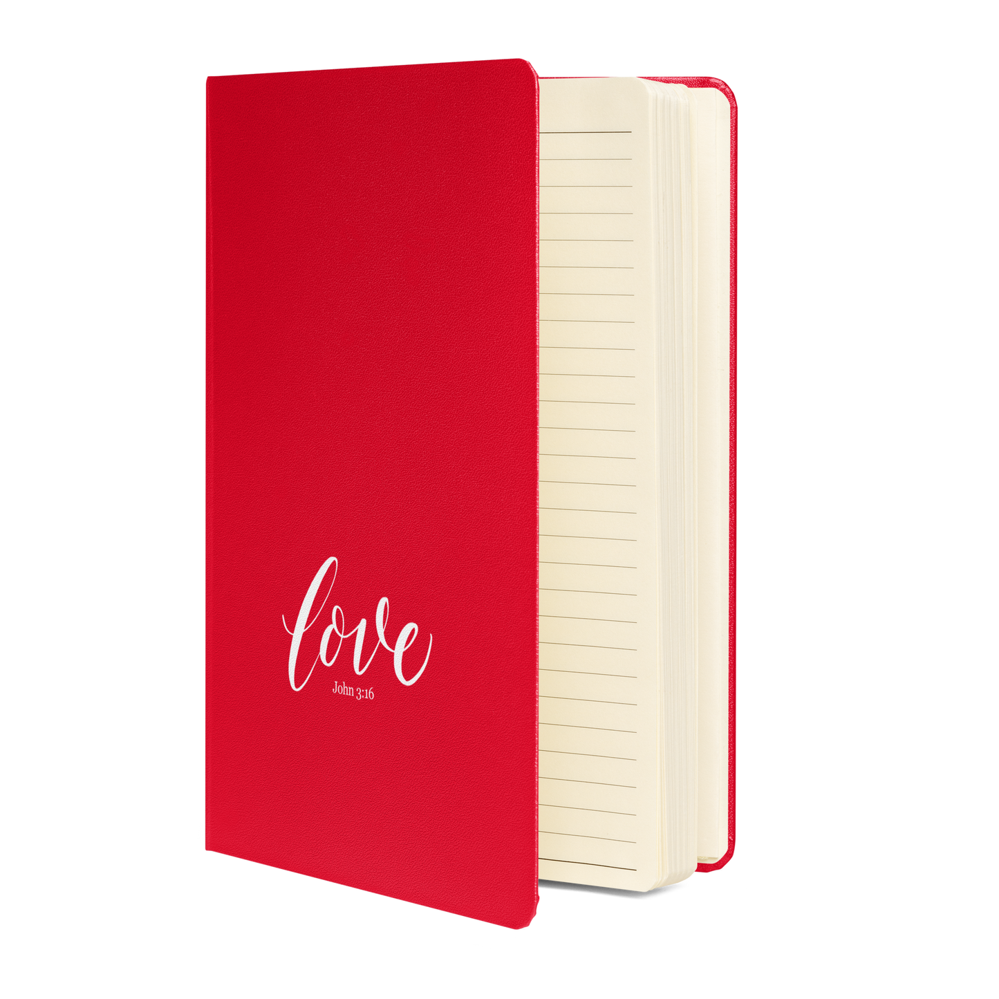 LOVE | Script & Scripture Hardcover Bound Notebook - John 3:16 (BLACK/WHITE, RED/WHITE)