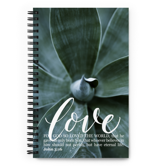 LOVE | Script & Scripture Growth Spiral Notebook - John 3:16 (Green/Life)