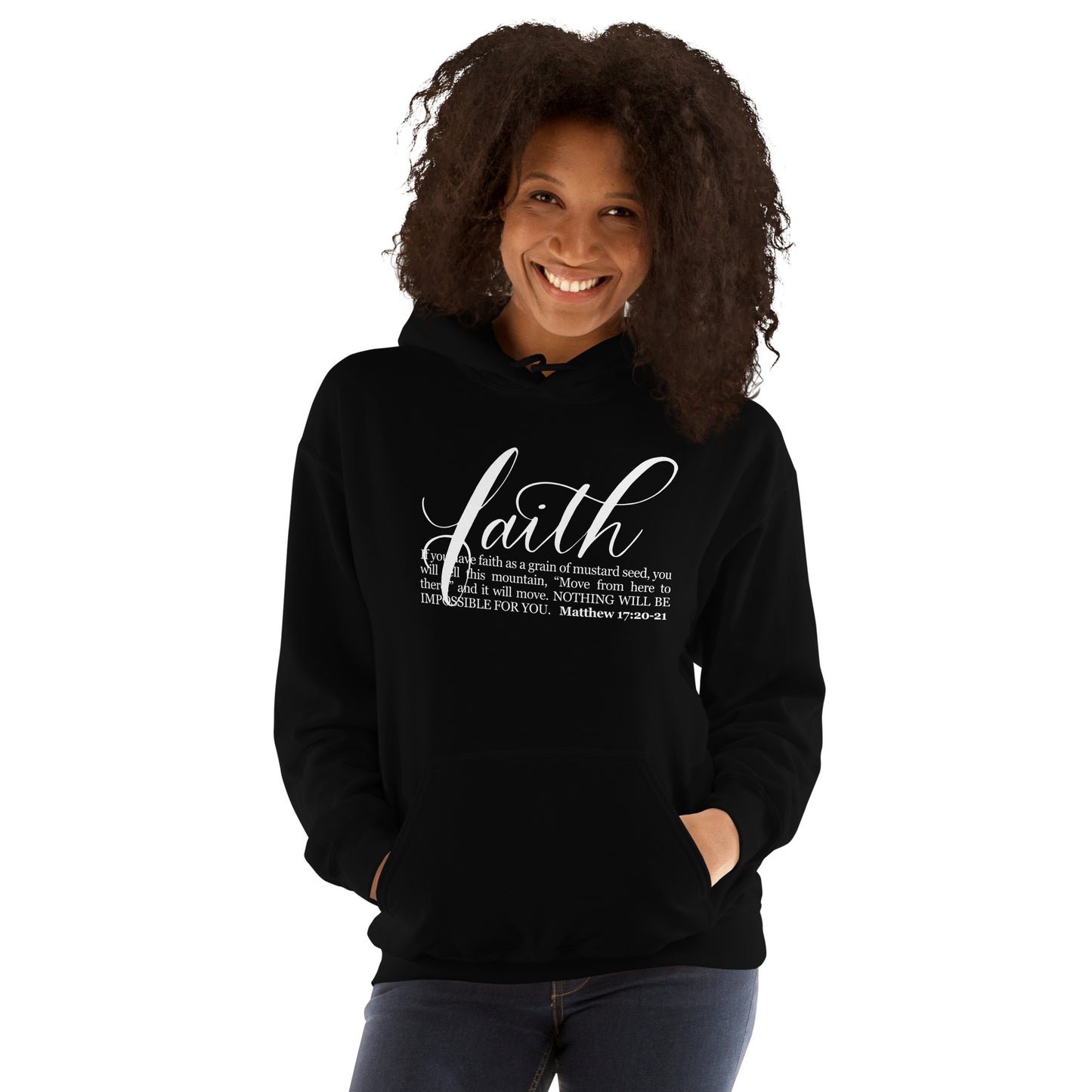 FAITH | Script & Scripture Hoodie - Matthew 17 (BLACK/WHITE)