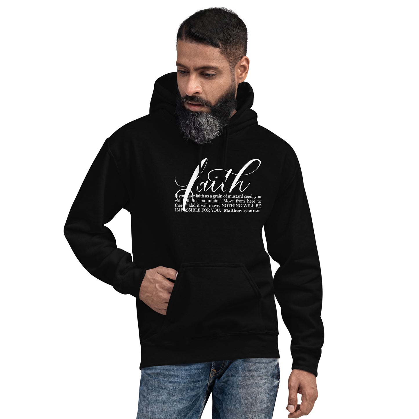 FAITH | Script & Scripture Hoodie - Matthew 17 (BLACK/WHITE)