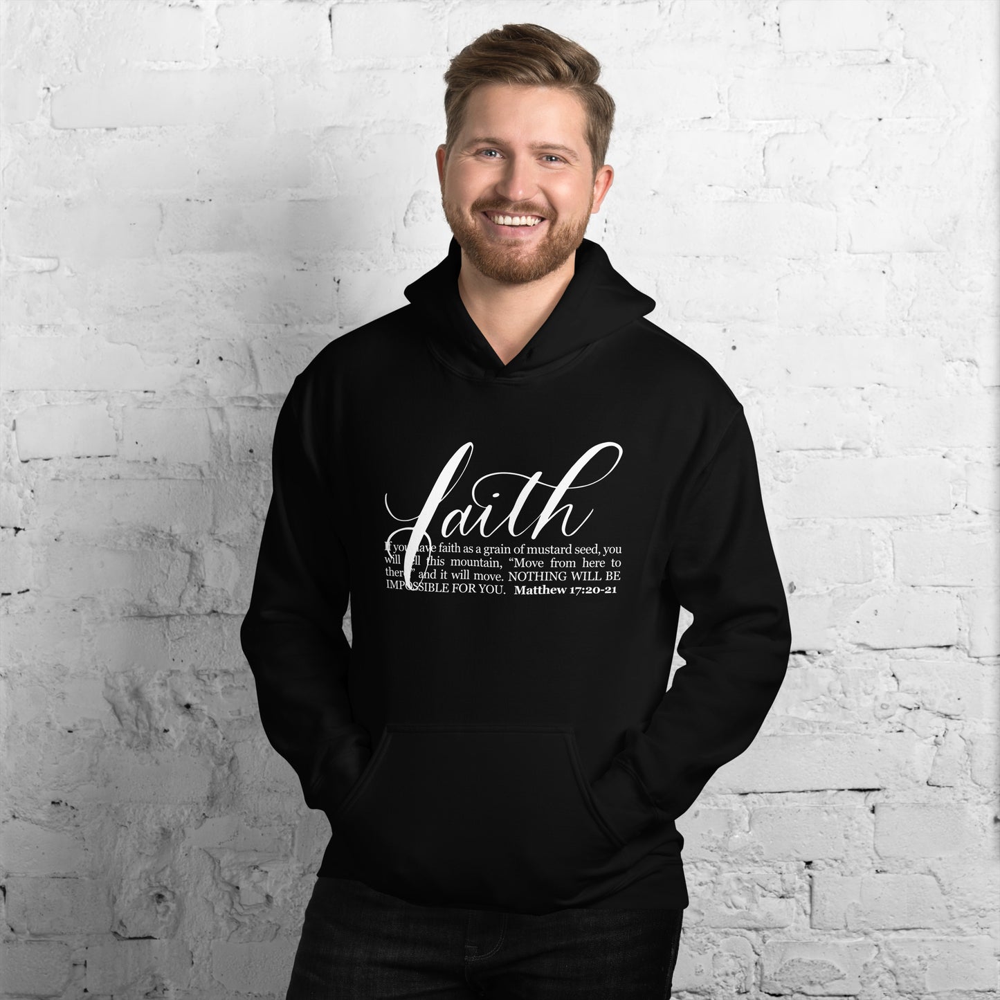 FAITH | Script & Scripture Hoodie - Matthew 17 (BLACK/WHITE)