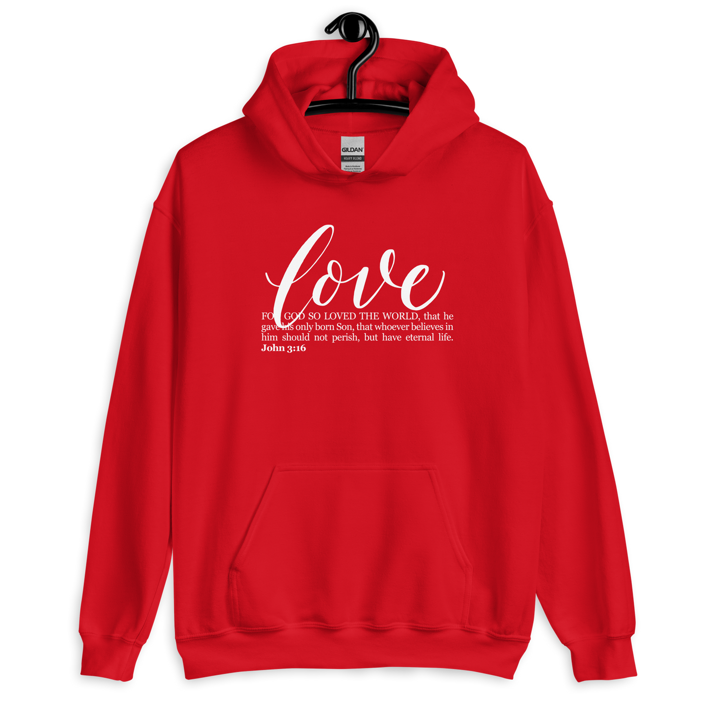 LOVE | Script & Scripture Hoodie - John 3:16 (RED/WHITE)