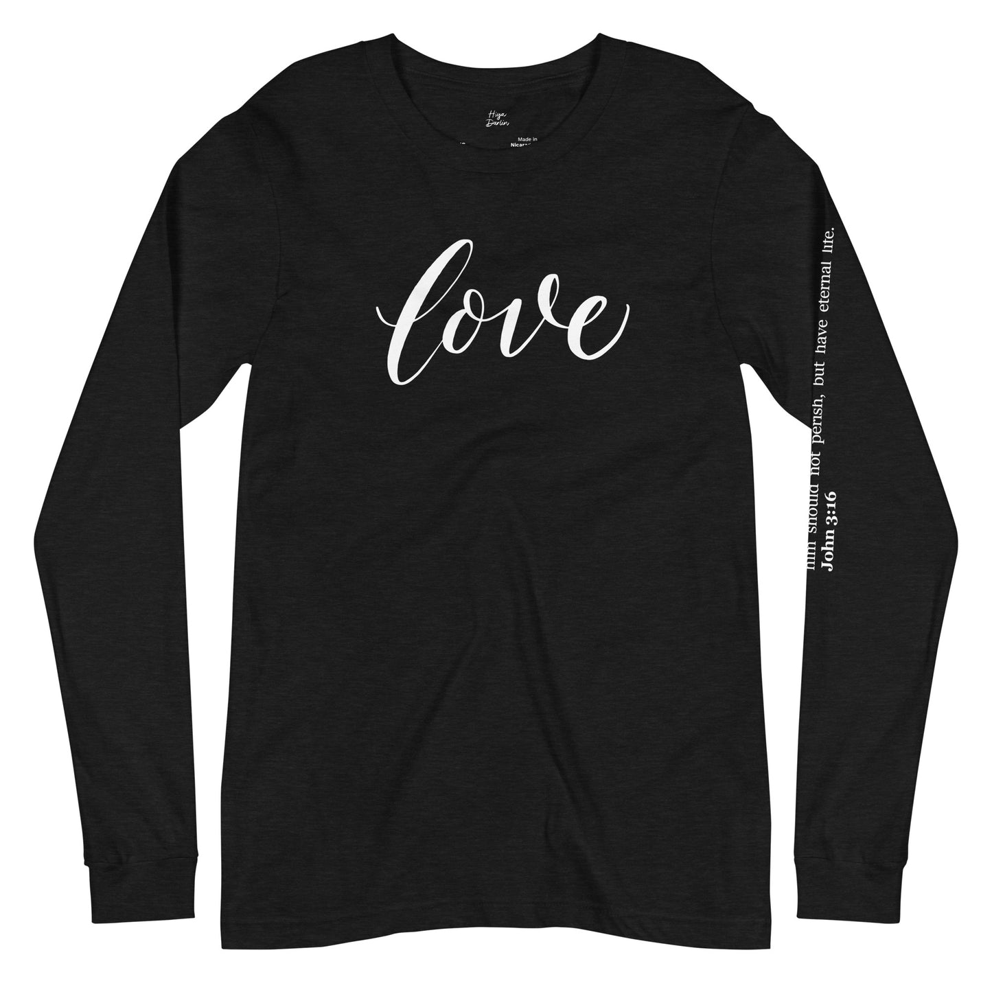 LOVE | Script & Scripture Long Sleeve Tee - John 3:16 (RED/WHITE)