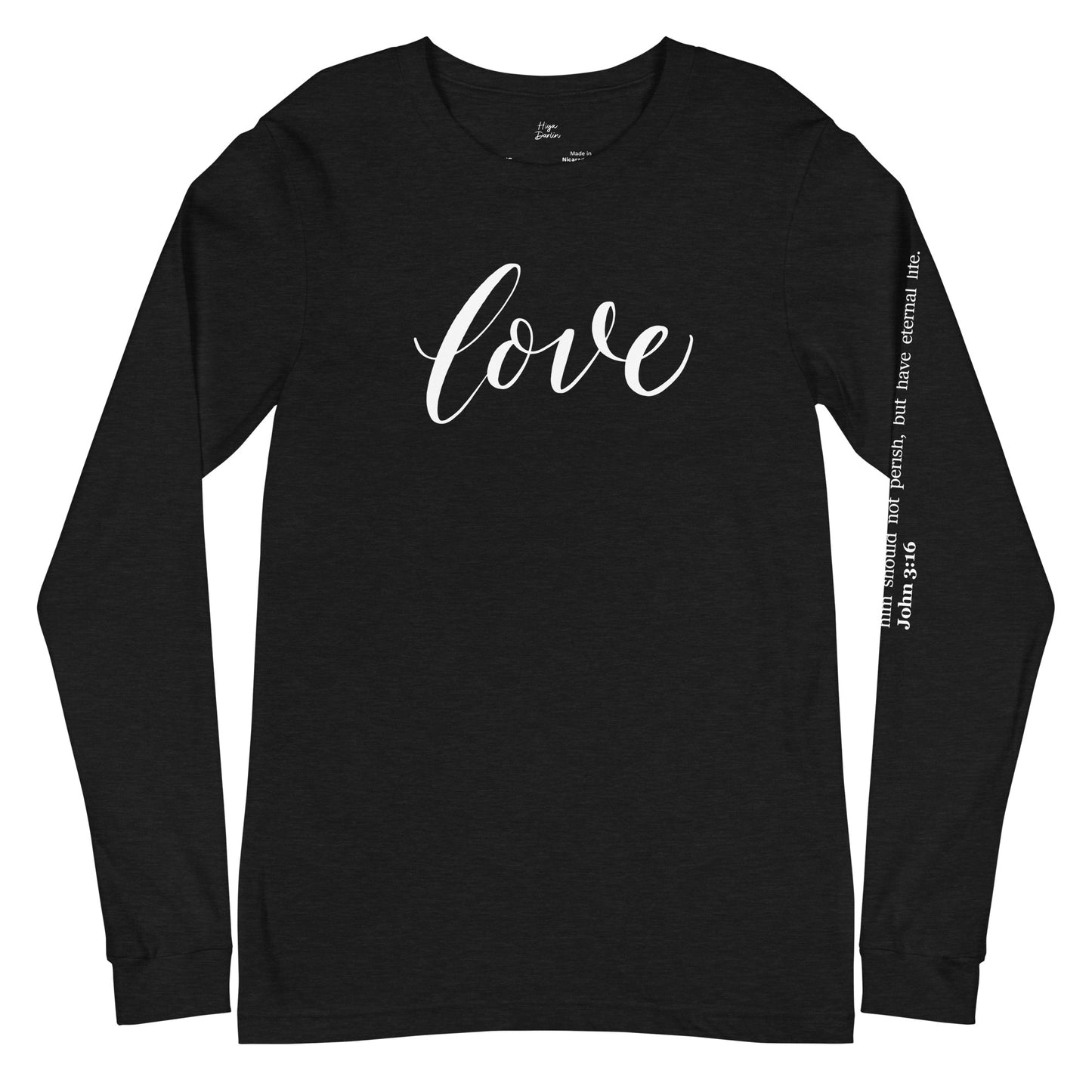 LOVE | Script & Scripture Long Sleeve Tee - John 3:16 (RED/WHITE)