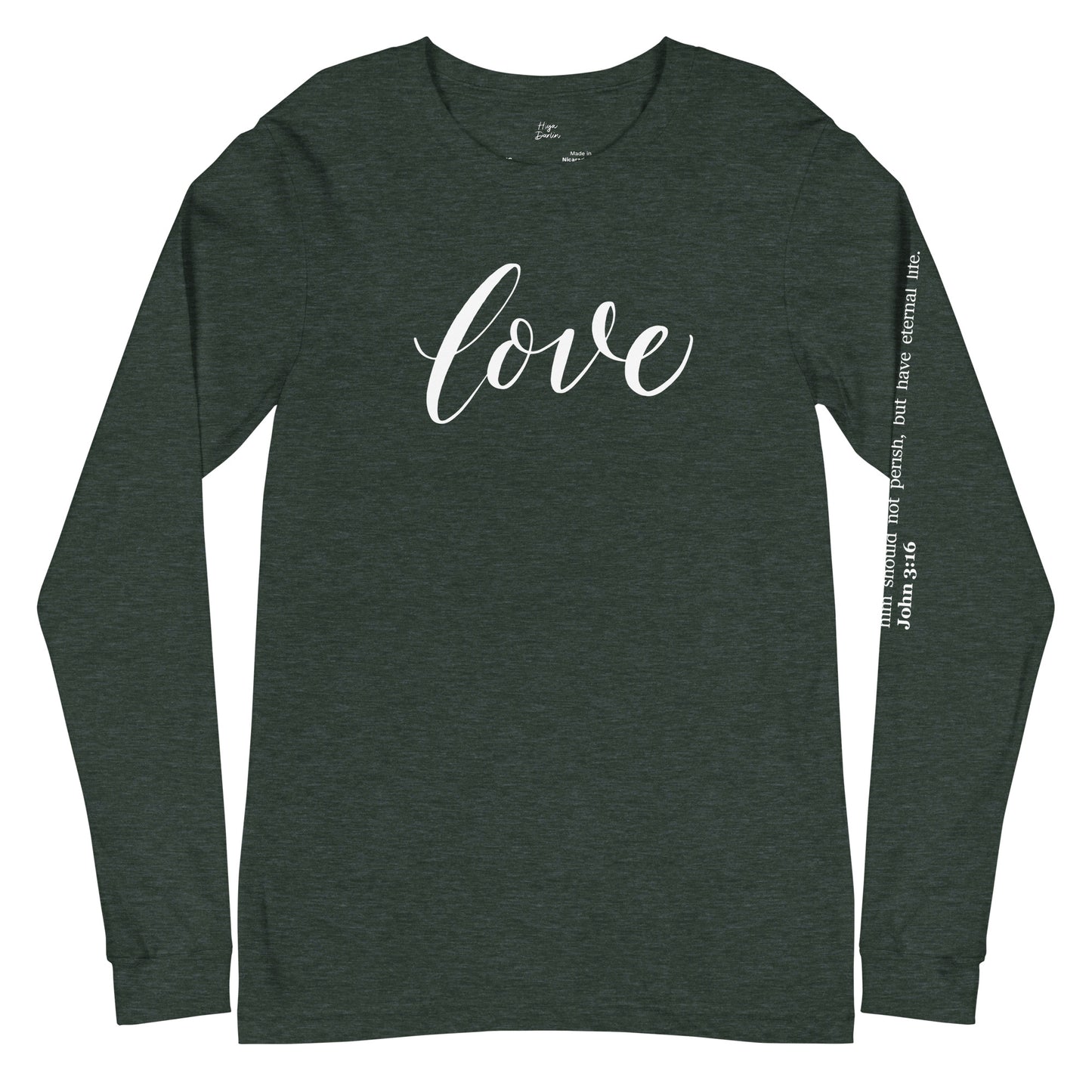 LOVE | Script & Scripture Long Sleeve Tee - John 3:16 (RED/WHITE)