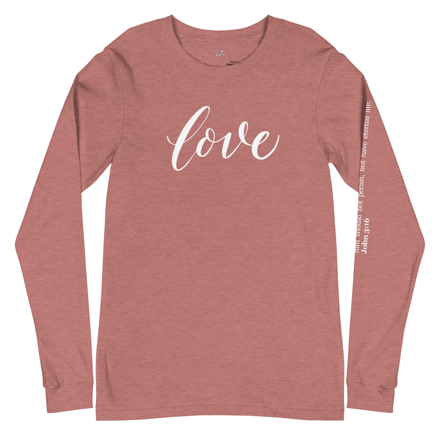 LOVE | Script & Scripture Long Sleeve Tee - John 3:16 (RED/WHITE)