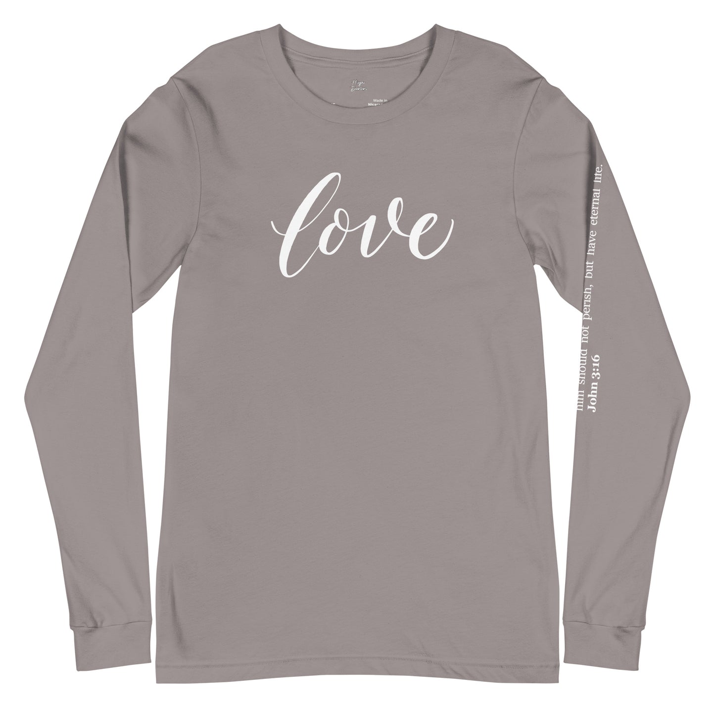 LOVE | Script & Scripture Long Sleeve Tee - John 3:16 (RED/WHITE)