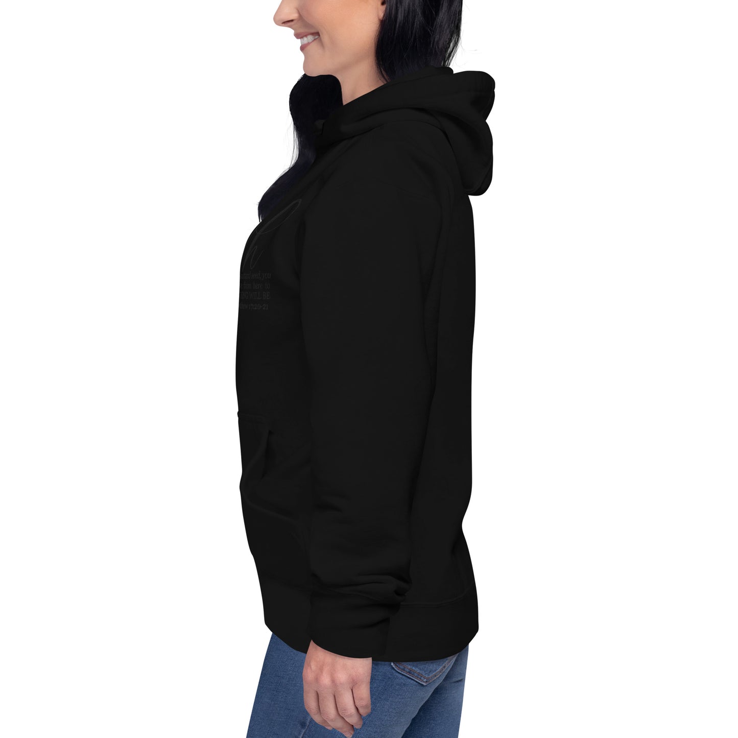 FAITH | Script & Scripture Premium Embroidered Hoodie - Matthew 17 (BLACK/BLACK) Unisex